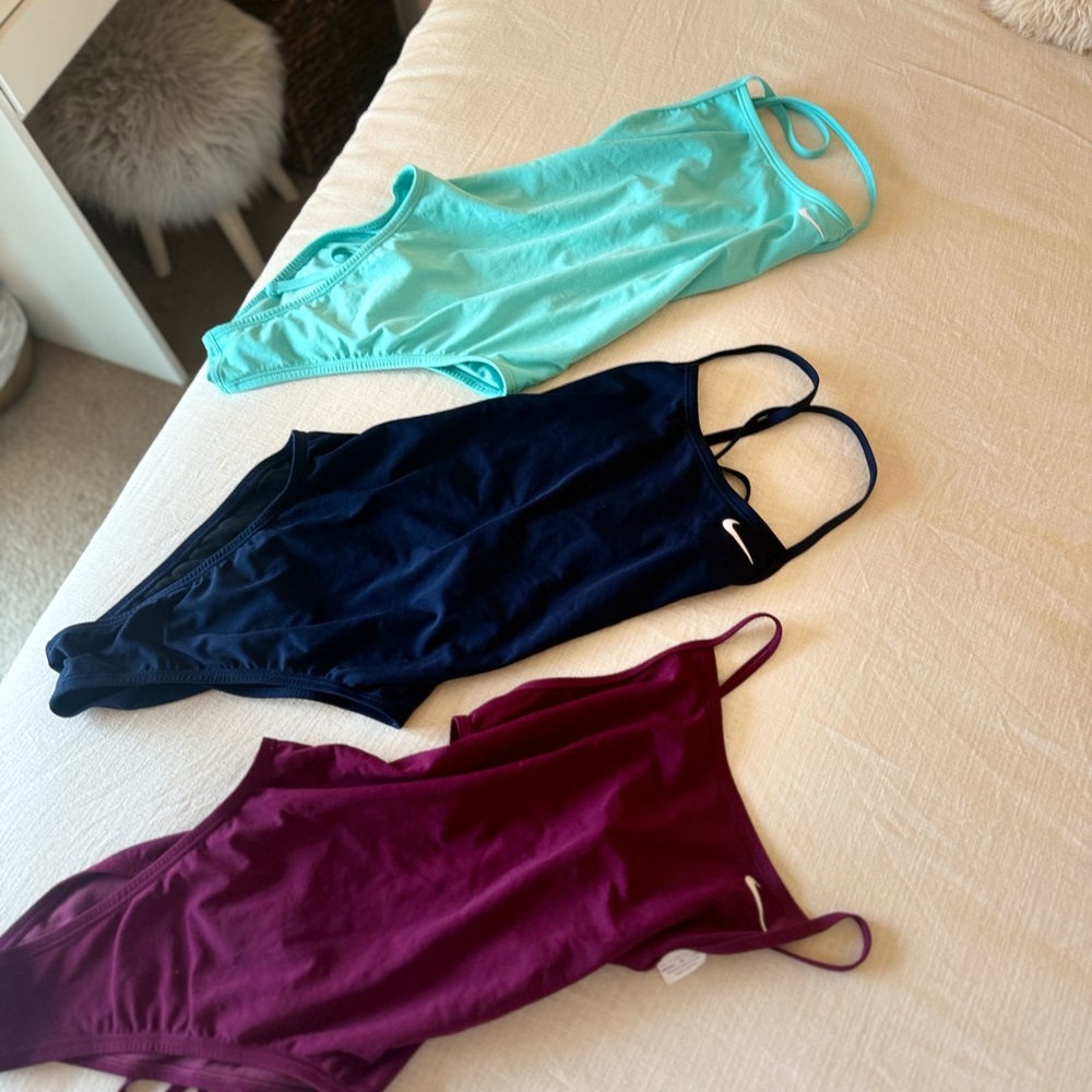 NWOT Nike Swimwear Trio in Teal, Navy, and Burgundy All Size 32